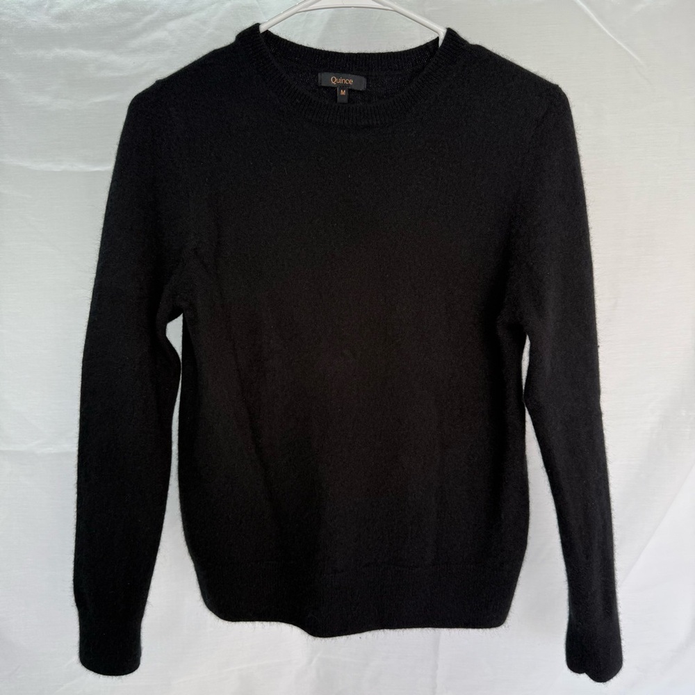 Quince Black 100% Cashmere Crewneck Sweater Size M fits like a SMALL